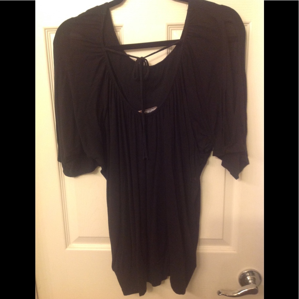 Black beaded Cold-Shoulder Dolman XL Top - Picture 3 of 7